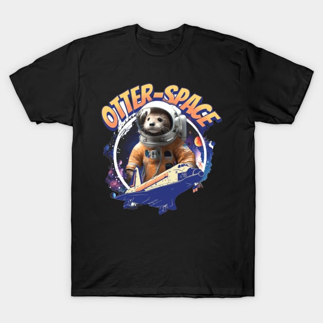 Otter Space Futuristic Astronaut T-Shirt by starnish